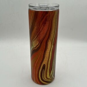 Thirsty Turtle Tumbler Glitter Orange and Black Acid Wash Acrylic Tumbler